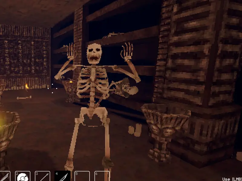 Skeleton enemy in the archive shelves